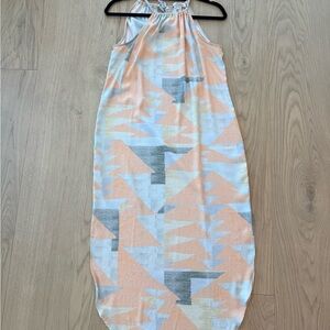 Mara Hoffman Peach, White & Gray Halter Midi Dress - S